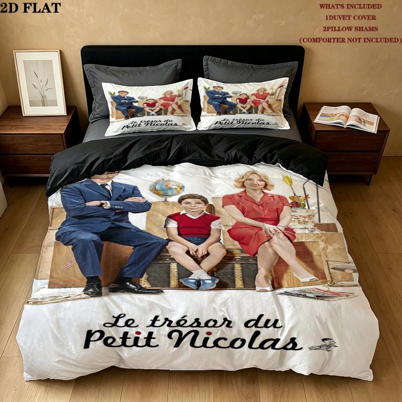 Le Petit Nicolas Pattern Bedding uilt Set uilt Cover Pillowcase Home Decoration Birthday Gift (1 * duvet cover + 2 * pillowcase without core)