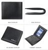 Mens Bifold Soft Pu Leather Lychee Pattern Card Holder Smart Business Card Case Minimalist Multi-card Wallet with ID Window