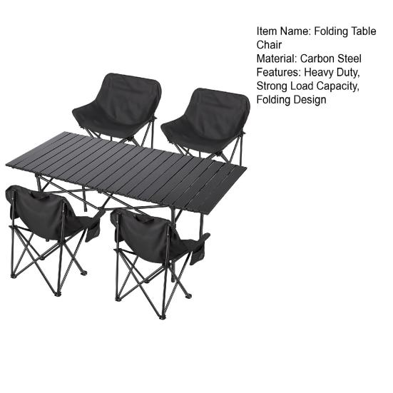 Camp Chair Table 5Pcs Collapsible Set with 4 Single Chairs 1 Table Heavy Duty Folding Camping and Chair Portable for Outdoor Hiking Travel Patio