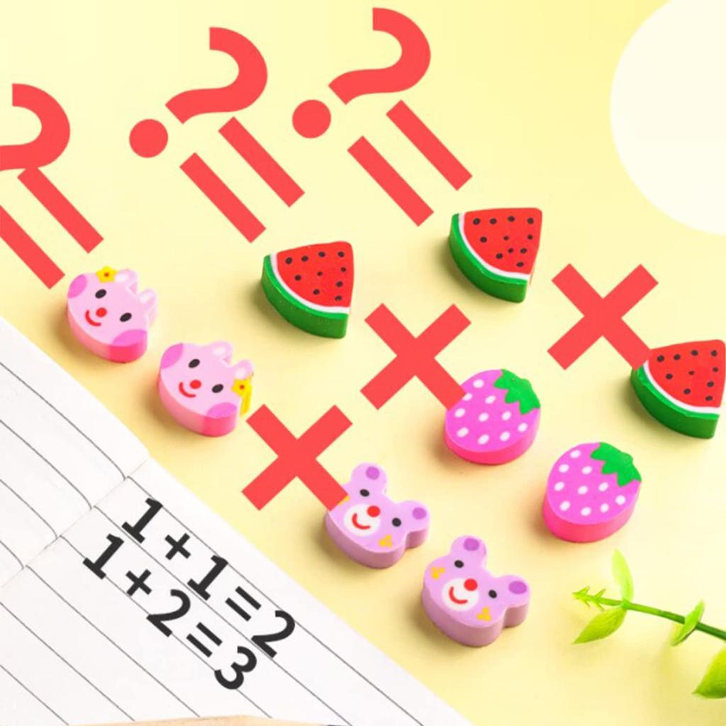 Coollooda Mini Erasers Fruit Animal Pencil Erasers for Kids Adorable Pencil Erasers Featuring Cute and Fruits Perfect As Rewards and Prizes for and