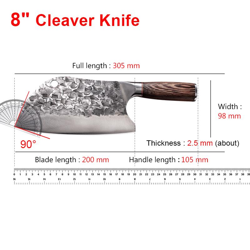 Butcher Slaughter Knife Chef Cleaver Meat Chop Vegetables Kitchen Knives Hand Forged Blade Wood Handle Heavy Knife Cooking Tools
