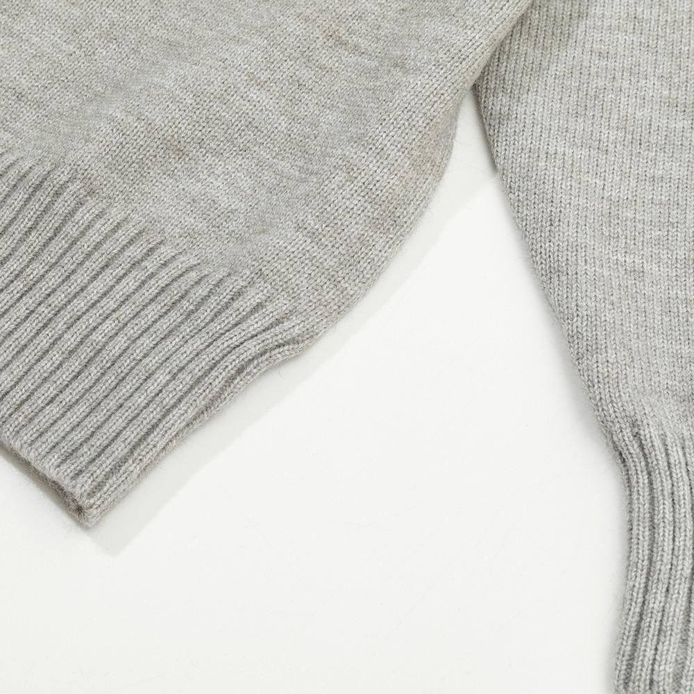 AMI White Heart-shaped Jacquard Alpaca Wool Blended Loose Sweater Polo Collar Men Pullover Sweater