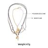 Handmade Multi-Layer Pendant Necklace With Imitation Pearl Beads Geometric Design Gold Tone Zinc Alloy Boho Chic