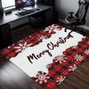 Merry Christmas Plaid Snowflake Rug Soft Crystal Velvet Floor Mat HolidayLiving Room Carpet Festive Home Decoration Winter Theme