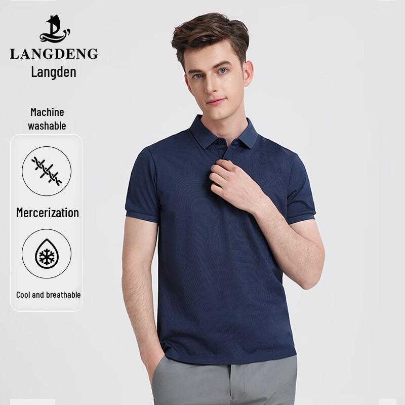 

Langdeng Men s Breathable Mercerized Cotton Polo Shirt L