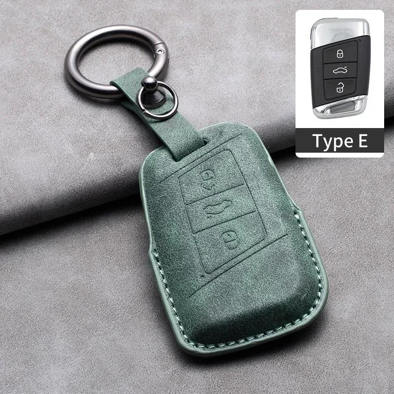 Leather Car Key Case Cover Fob Keychain For Vw Volkswagen Golf 7 Mk7 Tiguan Mk2 For Ateca Leon Fr Ibiza Skoda Octavia Kodiaq