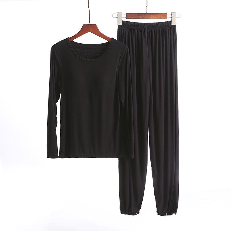 

Autumn 2020 Women s Loose Fit Pajama Set with Chest Pad - Long Sleeve Plus Size Two-Piece 2XL