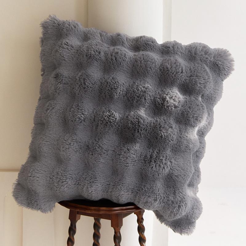 

2 шт. Роскошные пушистые декоративные наволочки из искусственного кроличьего меха, 18 дюймов * 18 дюймов, Бохо, мягкие плюшевые пушистые наволочки для дивана, спальни, автомобиля 2pcs 45X45 without core серый