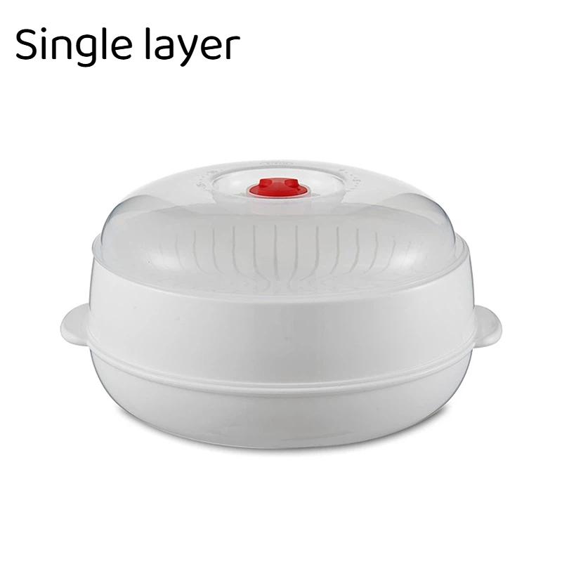 Microwave Food Steamer Portable Heat Resistant Plastic Steamer Tray Set for Travel Camping Meal Preparation Single layer