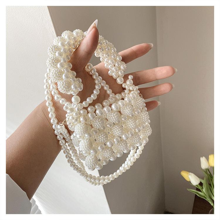 Fashion Handmade Beaded Pearl Small Bag Women's Spring and Summer New Mini Temperament Oblique Span Small Bag