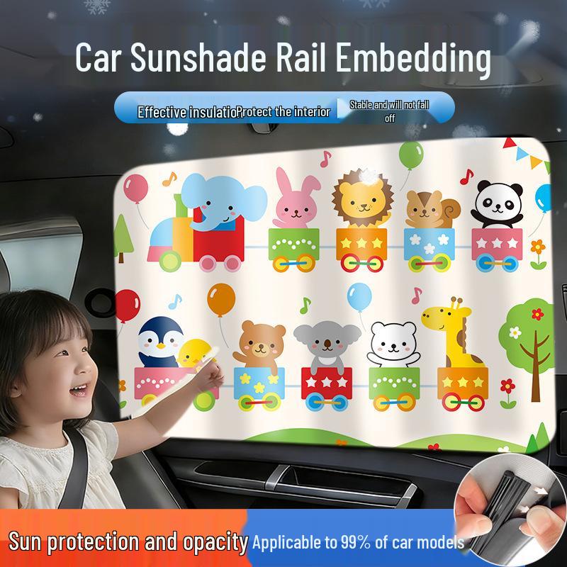 Auto-Sonnenschutz: Cartoon-Tier-Sichtschutzvorhang für Babys, Hitzeschutz & Verdunkelung für Seitenfenster