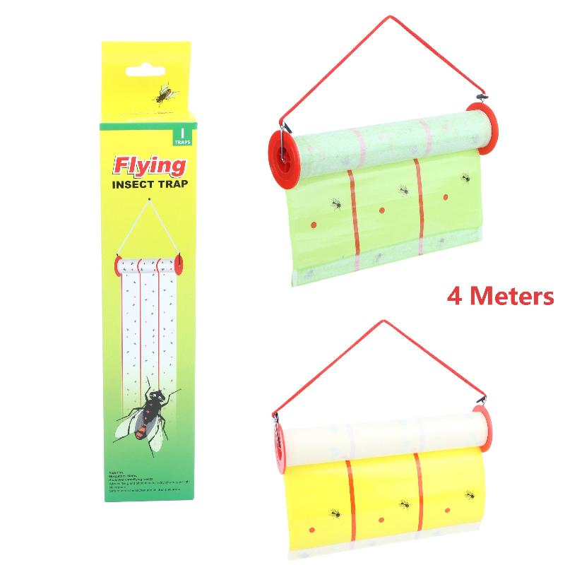 Sticky Fly Trap Roll Strong Adhesive Non-Toxic Hanging Fly Catcher Paper Odor Free for School Canteen Food Shop Pest Control