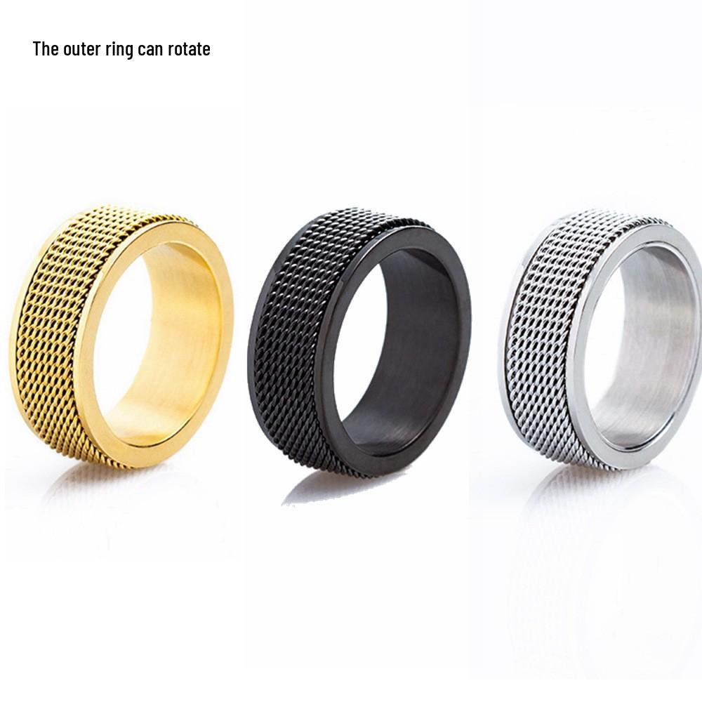 2023 Titanium Steel Mesh Rotating Decompression Rings for Men and Women