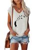 Women Print T-shirt Summer Fashion V Neck Short Sleeve Top Ladies Casual Tee Shirt