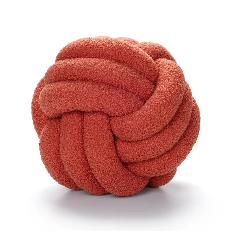 Hochwertige, geknotete Ball-Dekorationskissen für Wohnzimmer, Lammfleece-Bett- und Sofakissen, schlichtes Wohnaccessoire