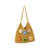 Sweet Knitted Tote Bag Breathable Seaside Vacation Handbag Storage Bag Crochet Shoulder Bag  School