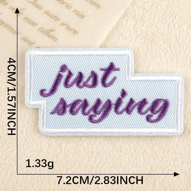Doku Cartoon English Embroidery Patch Set: Computer Embroidery Labels, Bag Stickers, Clothing Accessories, and Cloth Stickers