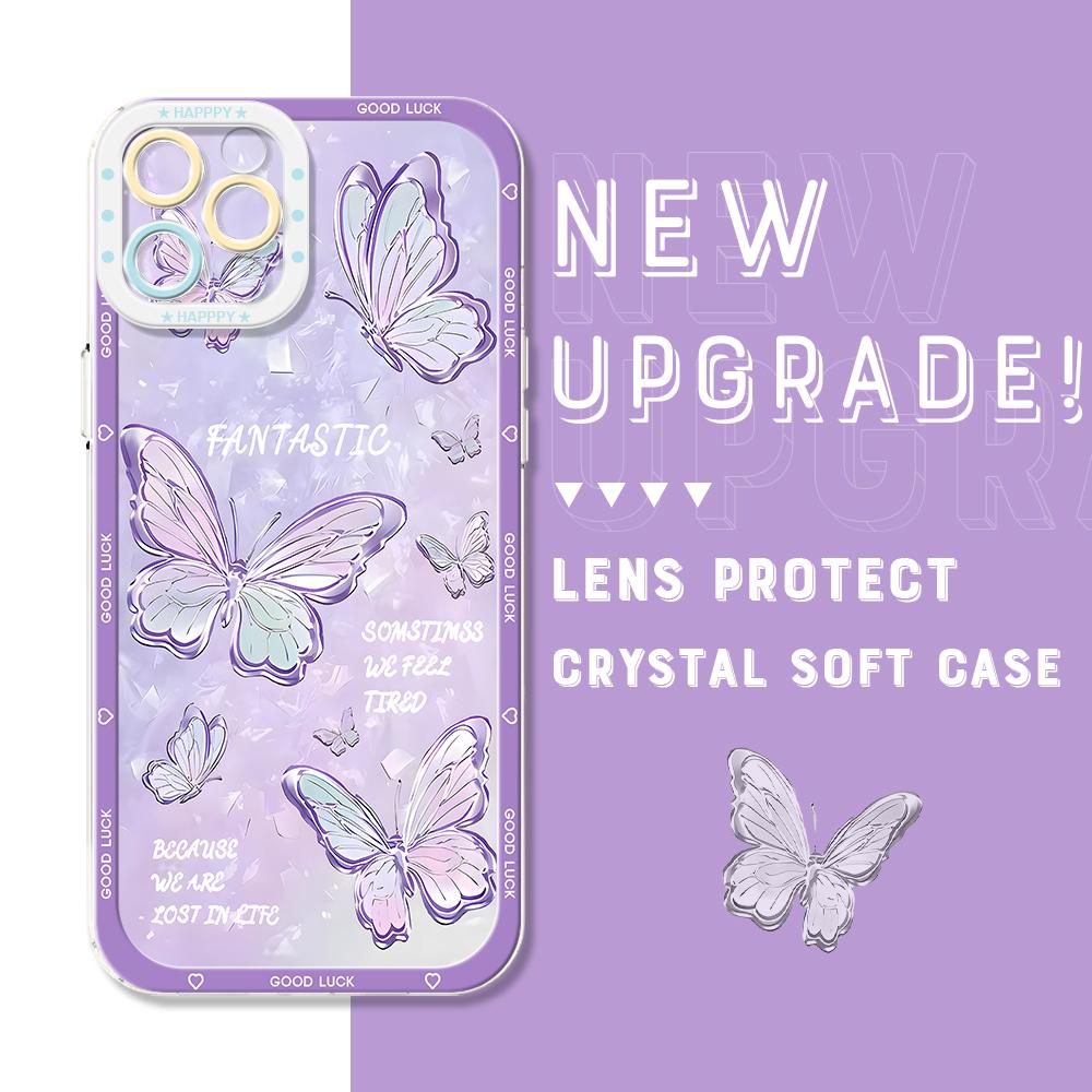 Shockproof Cartoon Painted Pattern Crystal Phone Case Transparent Soft Full Cover Camera Protection Cover for OPPO Huawei Honor Infinix Tecno Moto