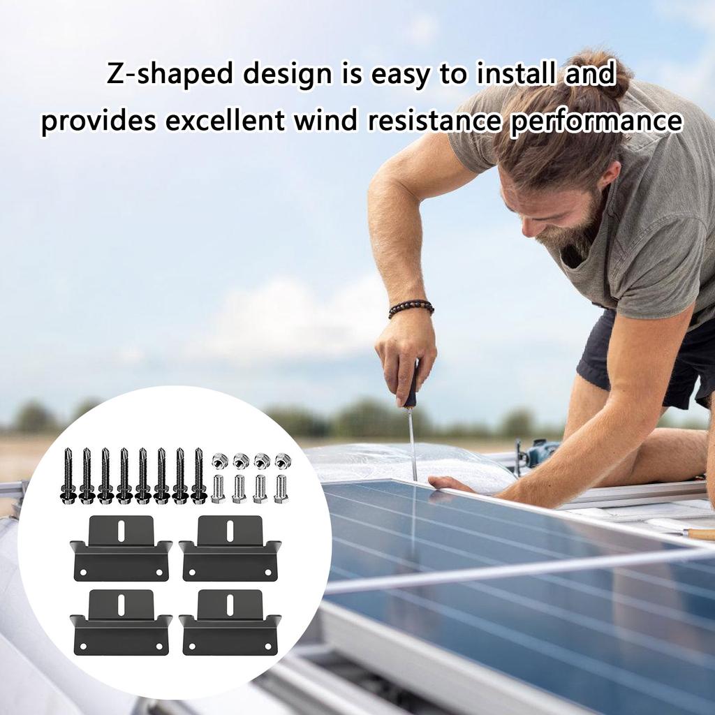 Solar Panel Mounting Set Aluminum Z Brackets Solar Power Installation Corrosion Resistance Support Set for Quick Setups