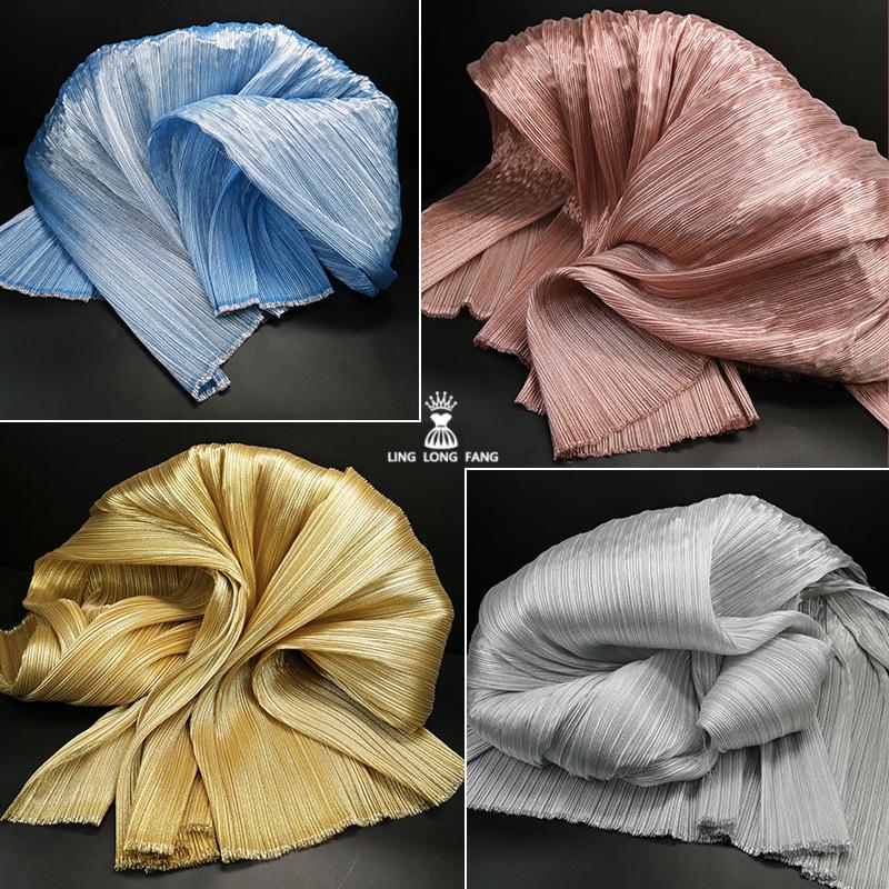 Metallic Pearl Pleated Yarn Fabric for Sculptable Wedding and Stage Floral Design