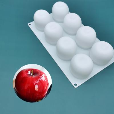 Silicone Cake Mould, Creamy White, Three-dimensional Design, Eight-link, Apple Handmade Soap Mould, Baking Cake Moulds