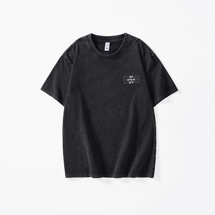 

New Summer Men s Printed Short-sleeved T-shirt Large Size Loose American Retro T-shirt 4XL