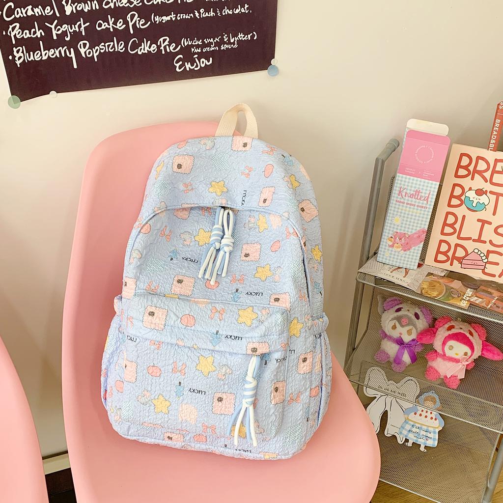 Schoolbag Schoolbag for Girls, Junior High School Girls Ins Wind 1011 New High-value College Students, Lightweight Backpacks, Cute Cartoon Shoulders