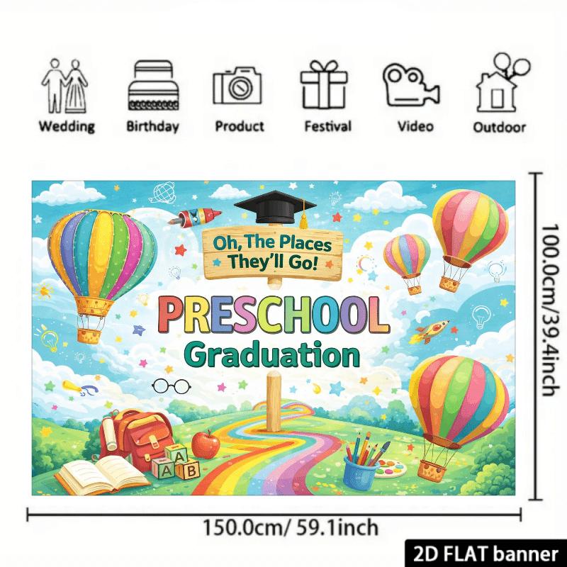 Preschool Graduation Tapestry Colorful Building Blocks Book Design 2D Flat Backdrop Home Wall Hanging Party Decor