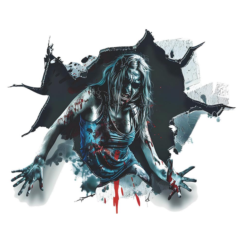 Halloween Broken Wall Thriller Female Ghost Holiday Decoration Bedroom Living Room Beautify Wall Stickers
