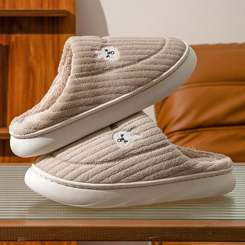 Cotton slippers women autumn and winter couple indoor home non-slip thick bottom plush warm men winter