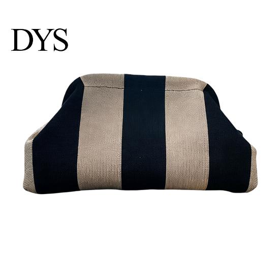 Women Clutch Purse Woven Striped Purse, Large Capacity Kiss Lock Cosmetic Bag Pouch, Summer Beach Vacation Evening Dumpling