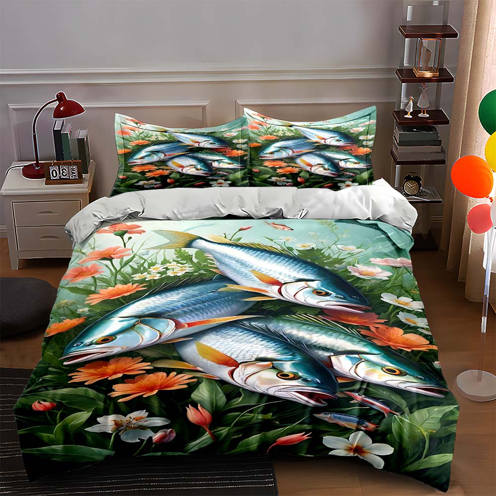 

Fish floral design Bedding Duvet cover sets Duvet covers Pillowcases gifts (1 * Duvet Cover 2 * Pillowcases, without duvet insert) 135x200cm