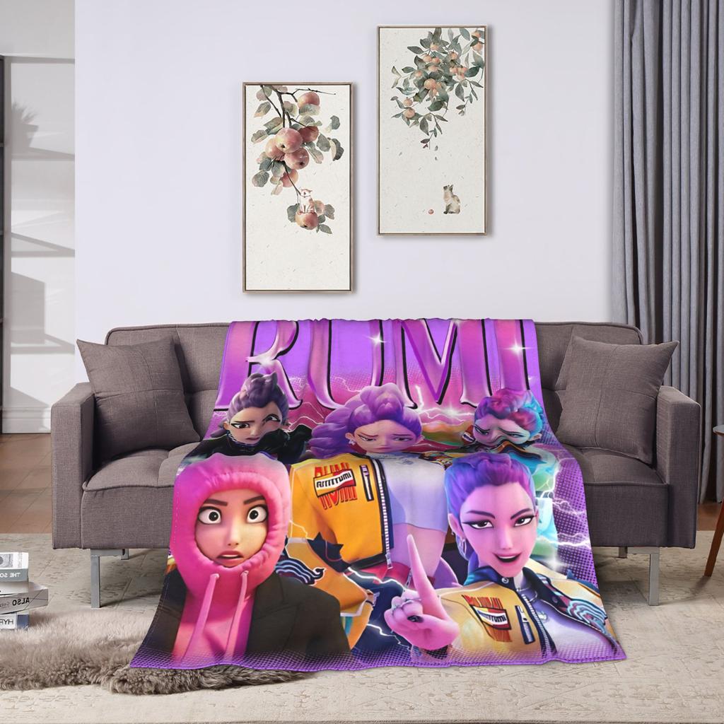 Huntrix HUNTRX Rumi Kpop Demon Hunters Dekens Pluizig Geweldig Warm Plaid voor Huis Winter