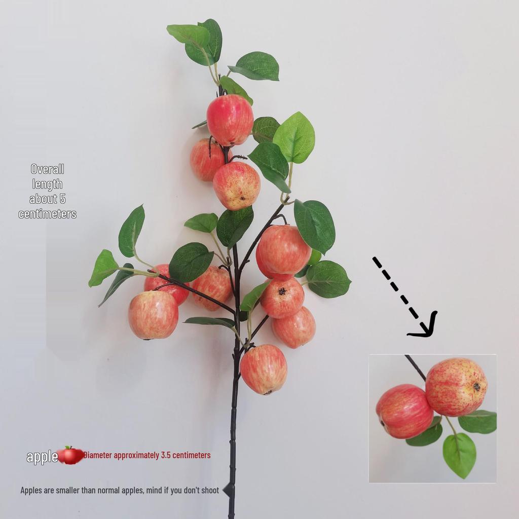 High-End Artificial Fruit Branch with Apples, Pomegranates, Oranges, Persimmons, and Lemons for Home Decor.