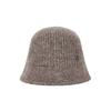 VARZAR VA Curved Oval Metal Washed Knit Bucket Hat Brown