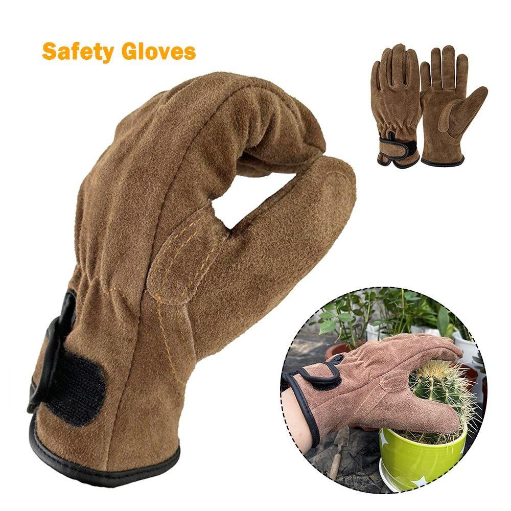 Cowhide Men's Work Gloves Thick Mechanic Glove Durable Heavy Duty Gloves Security Protection