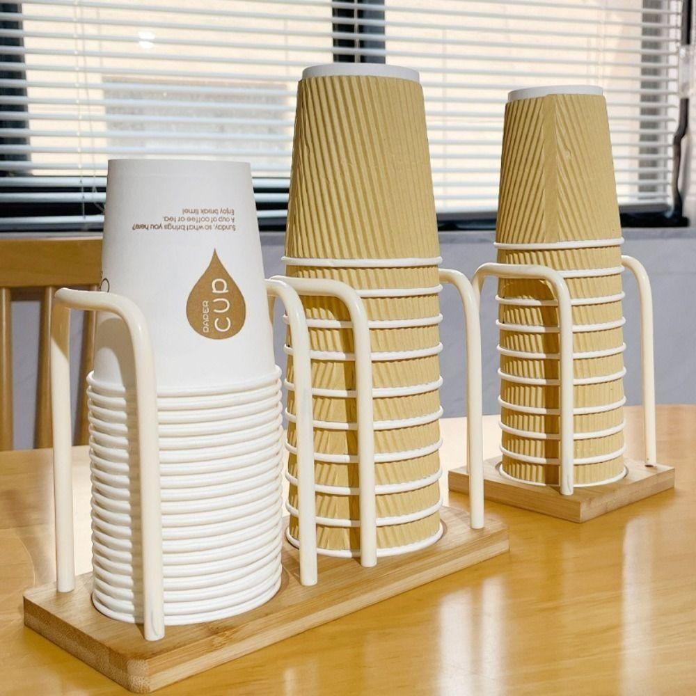 Multifunctional Cup Storage Rack Wooden Bottom Mug Display Stand Organizer  Counter