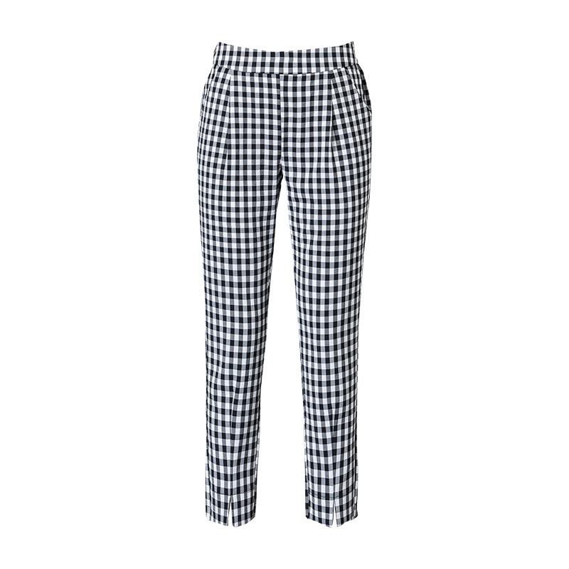 Plaid pants children's nine-point pants summer thin Harlan pants high waist thin elastic waist casual pants thousand bird grid women's pants