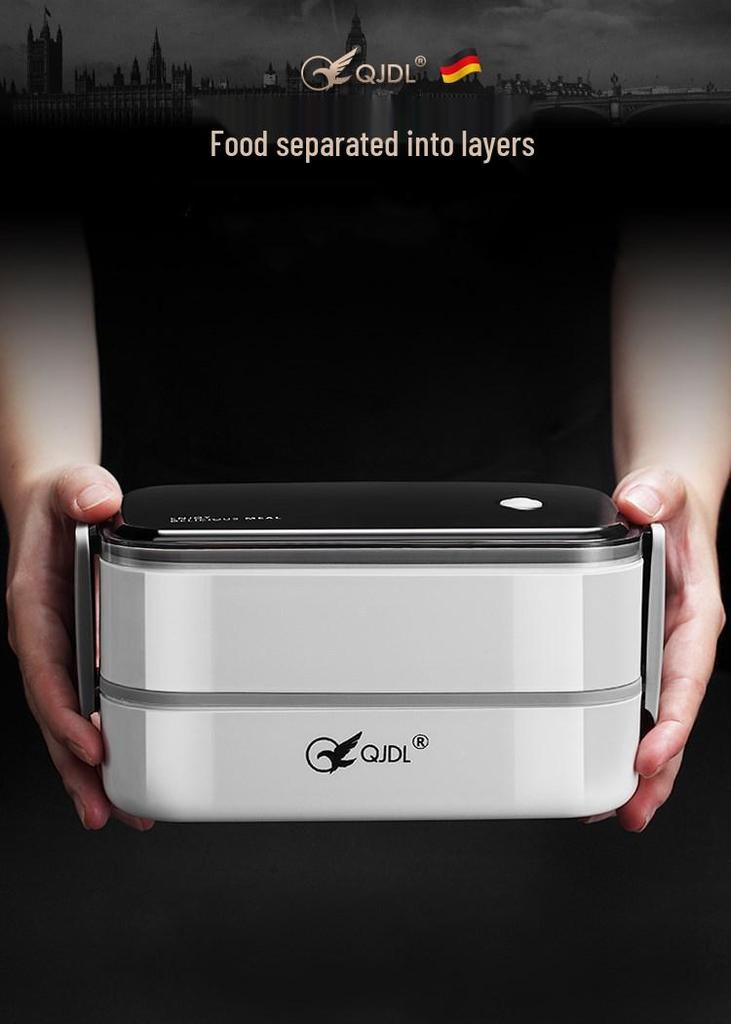 Bento Lunch Box a Doppio Strato in Acciaio Inossidabile, Contenitore Adatto al Microonde per Ufficio e Studenti