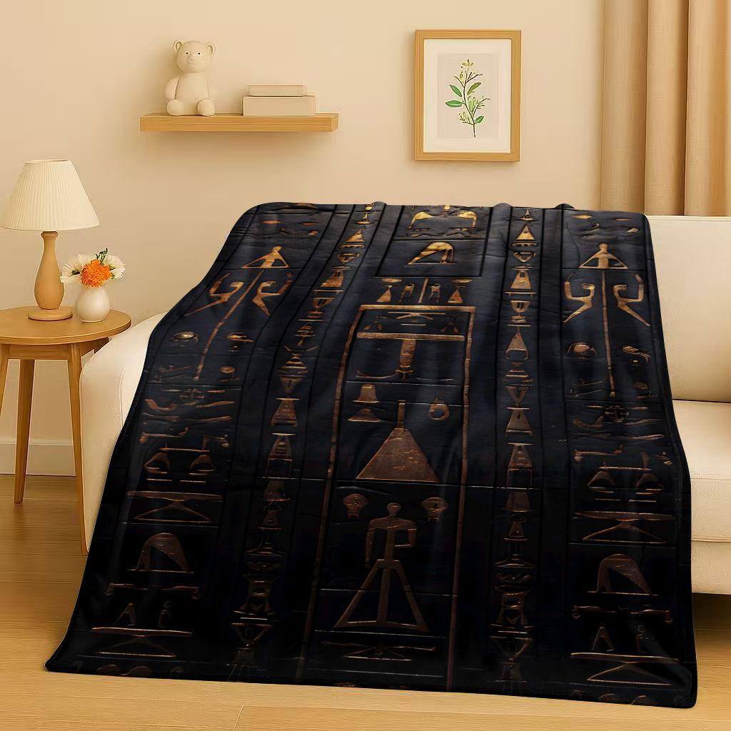 3D Ancient Egypt Pictographic Eye of Horus Flannel Blanket,Ultra Soft Warm Plush Throw for Home Bedroom Bed Sofa Cover Office