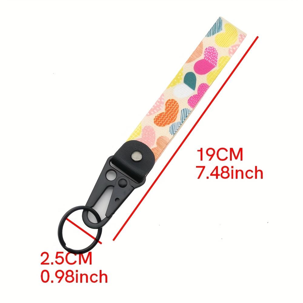 Heart Pattern Keychain with Wrist Lanyard & Backpack Hook - Strawberry Graffiti Design for Motorcycles, Cars, and Bikes