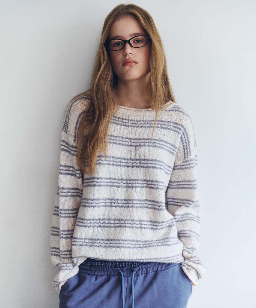 ROLAROLA Nubasic Stripe Boatneck Loose Fit Knit Pink
