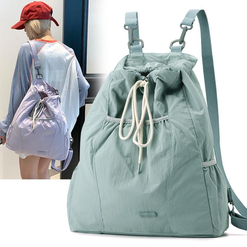 Fashion niche design women's casual backpack college wind lightweight drawstring nylon backpack
