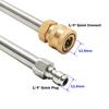 2-piece Set Pressure Washer Extension Wands (Straight + Curved) with 1/4" Quick Connect for Wall/Roof/Car Cleaning