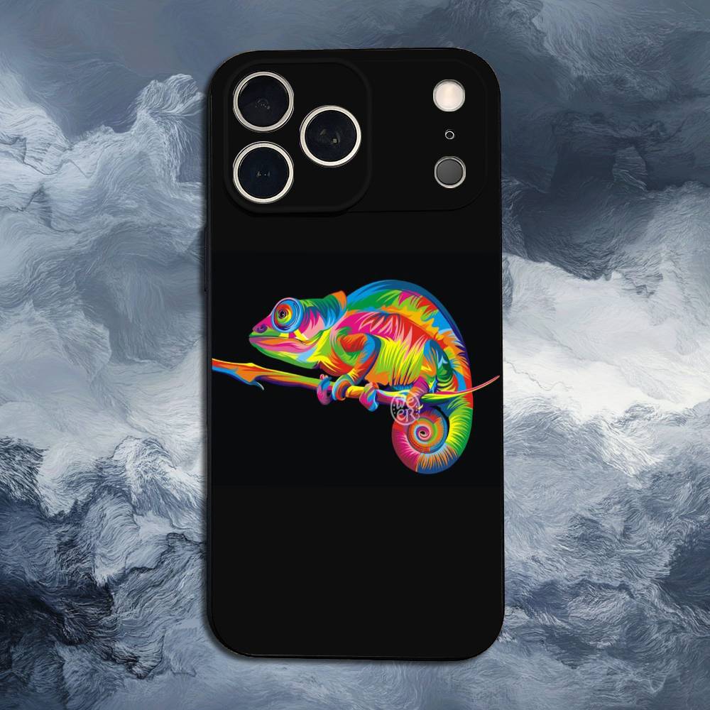 Colorful Animals For iPhone 12,16,11,14,15,17,13,X,Mini,SE,Max,8,7,XR,XS,Plus,Pro,Soft Silicone Black Case
