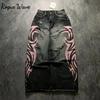 RogueWave Y2K Rosa Baggy Jeans Vintage Trykkmønster Vasket Ripped Jeans Hip Hop Streetwear Harajuku Menn Kvinner Casual Vide Ben Jeans