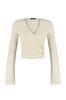 Women's Style Blouse Beige Premium Textured Fabric Double Breasted Neck Regular Normal Fit Crop Knitted Blouse
