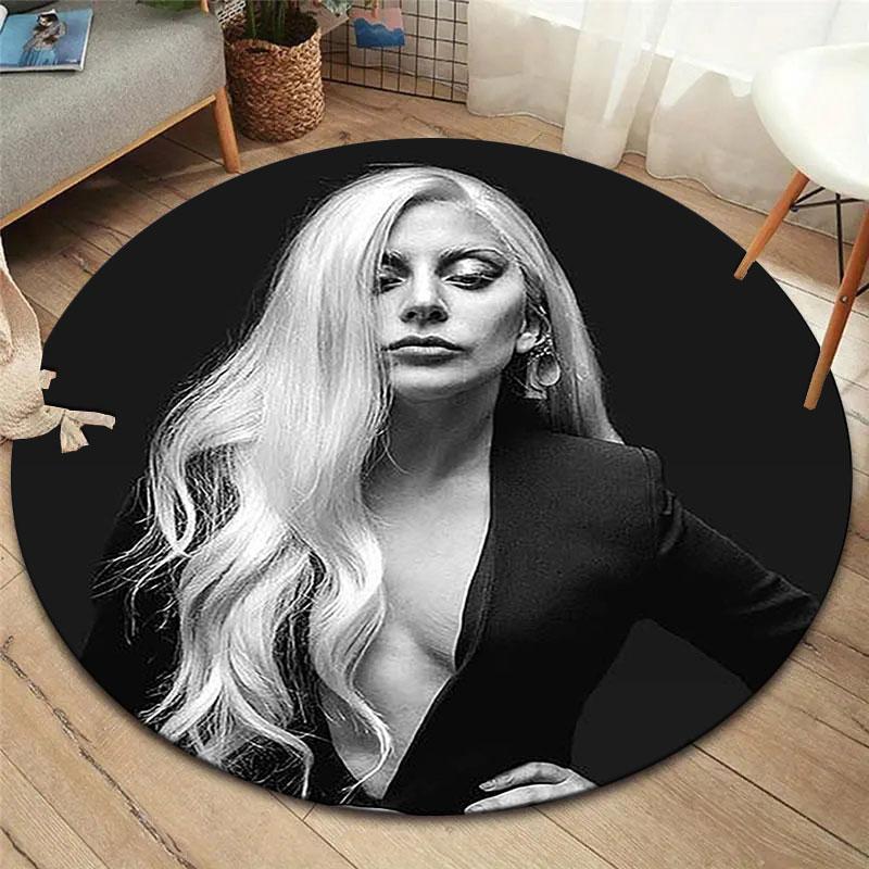 Tappeto Rotondo Lady Gaga, Tappeto per Soggiorno Camera da Letto Divano Sala Giochi Decorazione, Tappetino Antiscivolo