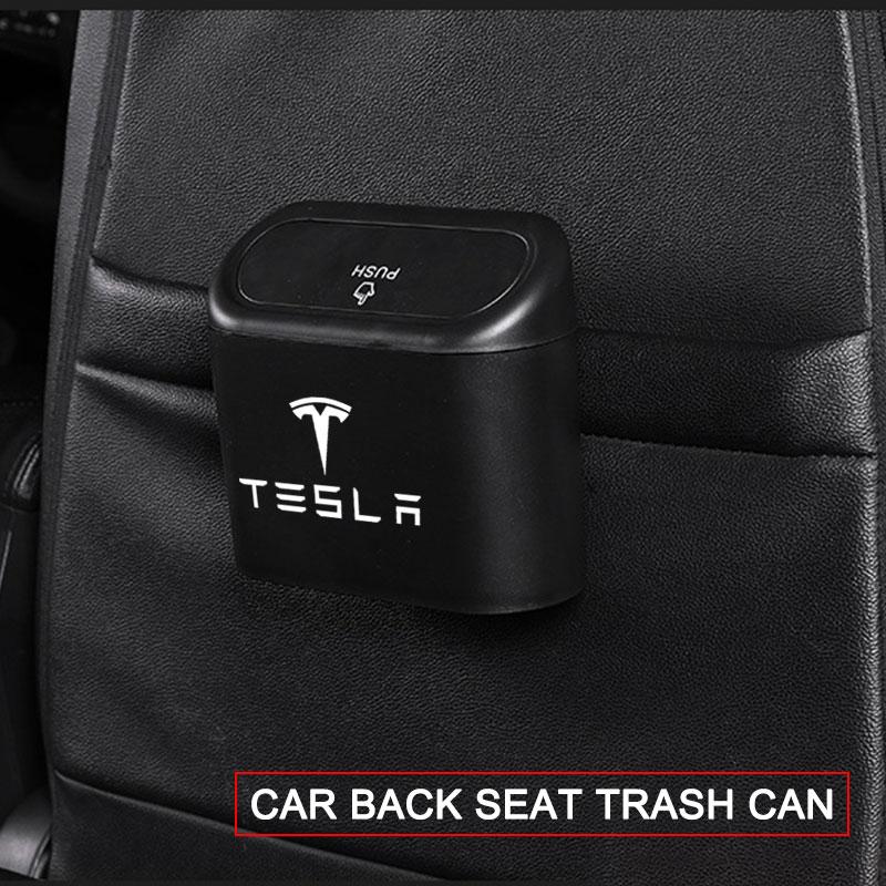 Car Vehicle Case Storage Box Black ABS Square Pressing Trash Can For Tesla Model 3 Model S Model X Y Roadster Performance