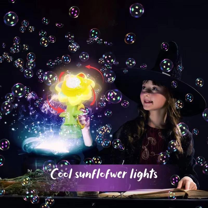 Mașină de Baloane Floarea Soarelui pentru Copii Jucărie Automată cu Baloane Floare cu Lumină pentru Copii Mici Aparat de Făcut Baloane Suflantă pentru Jucării de Exterior pentru Copii